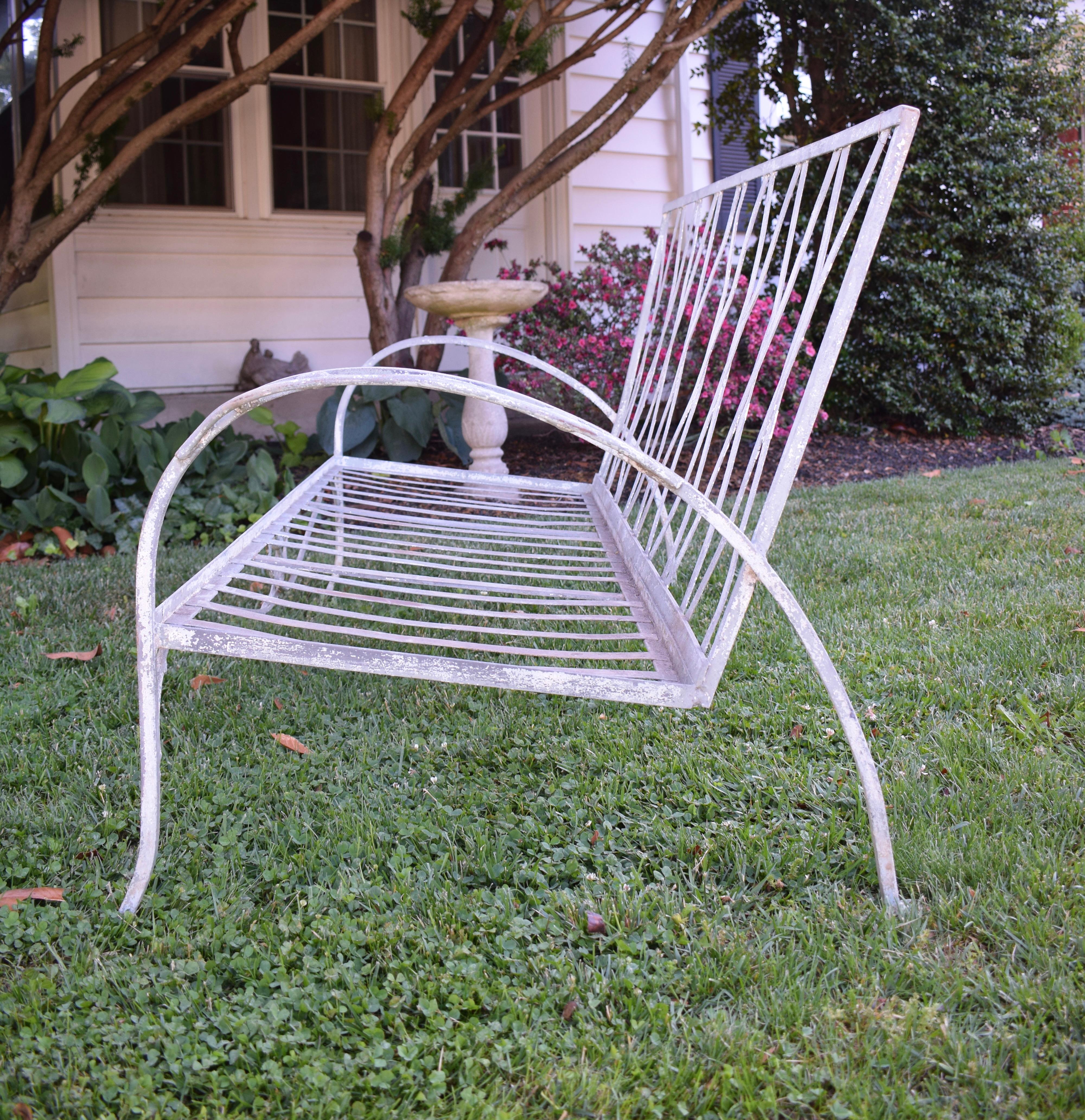 Mid-20th Century Art Deco Wrought Iron Salterini Mt. Vernon Oak Leaf Sofa