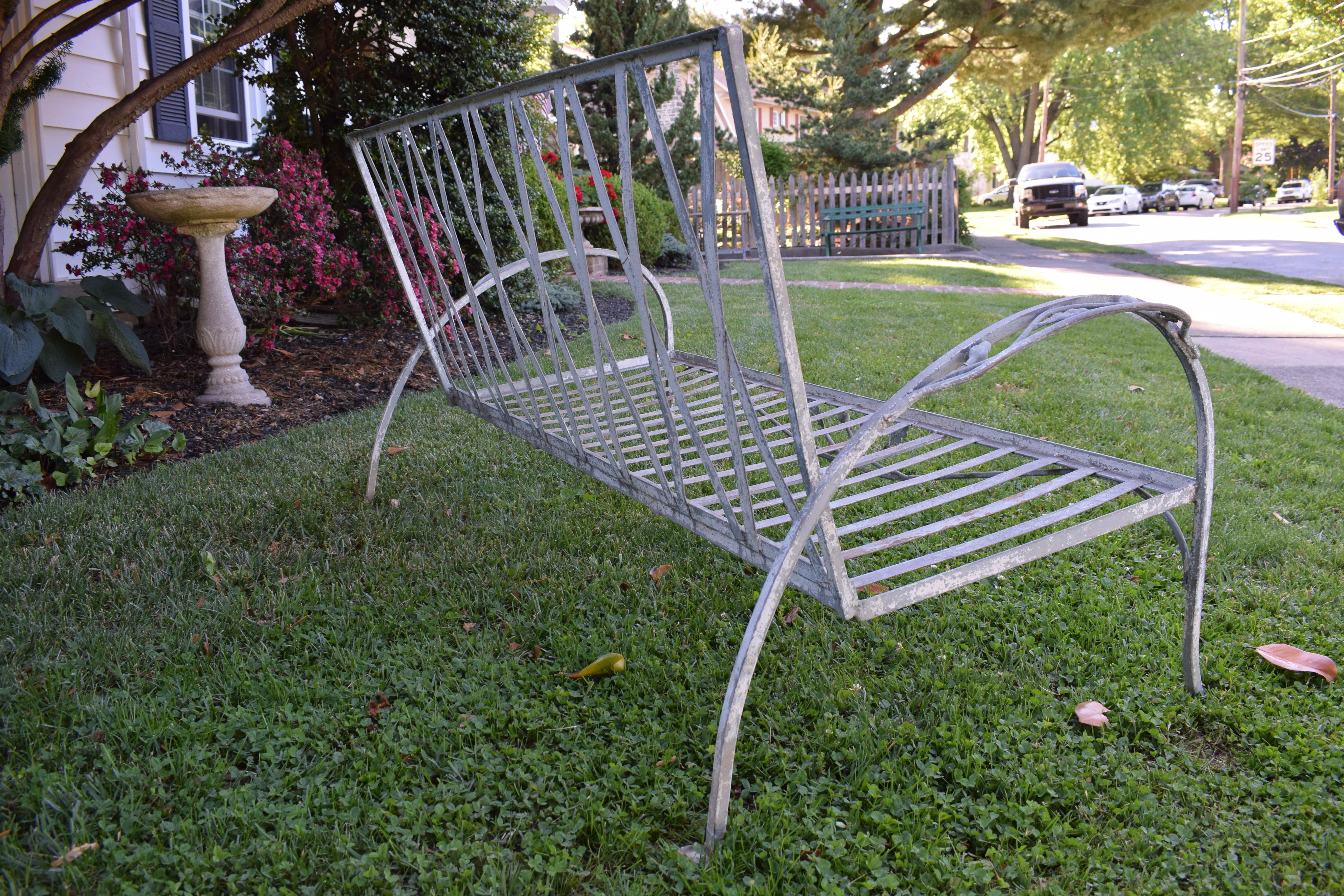 Art Deco Wrought Iron Salterini Mt. Vernon Oak Leaf Sofa 2