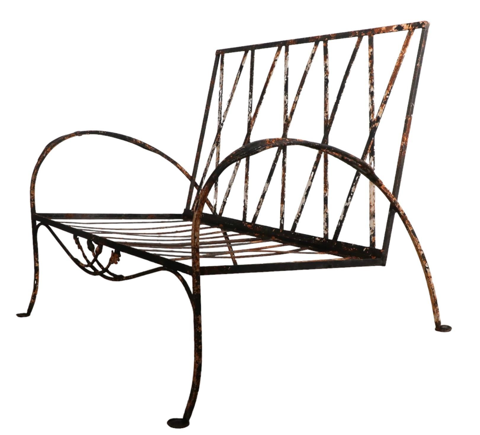 Mid-20th Century Art Deco Wrought Iron Salterini Mt. Vernon Settee Loveseat For Sale