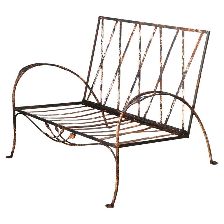 Art Deco Wrought Iron Salterini Mt. Vernon Settee Loveseat For Sale at