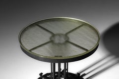Art Deco wrought iron side table with Saint-Gobain glass top
