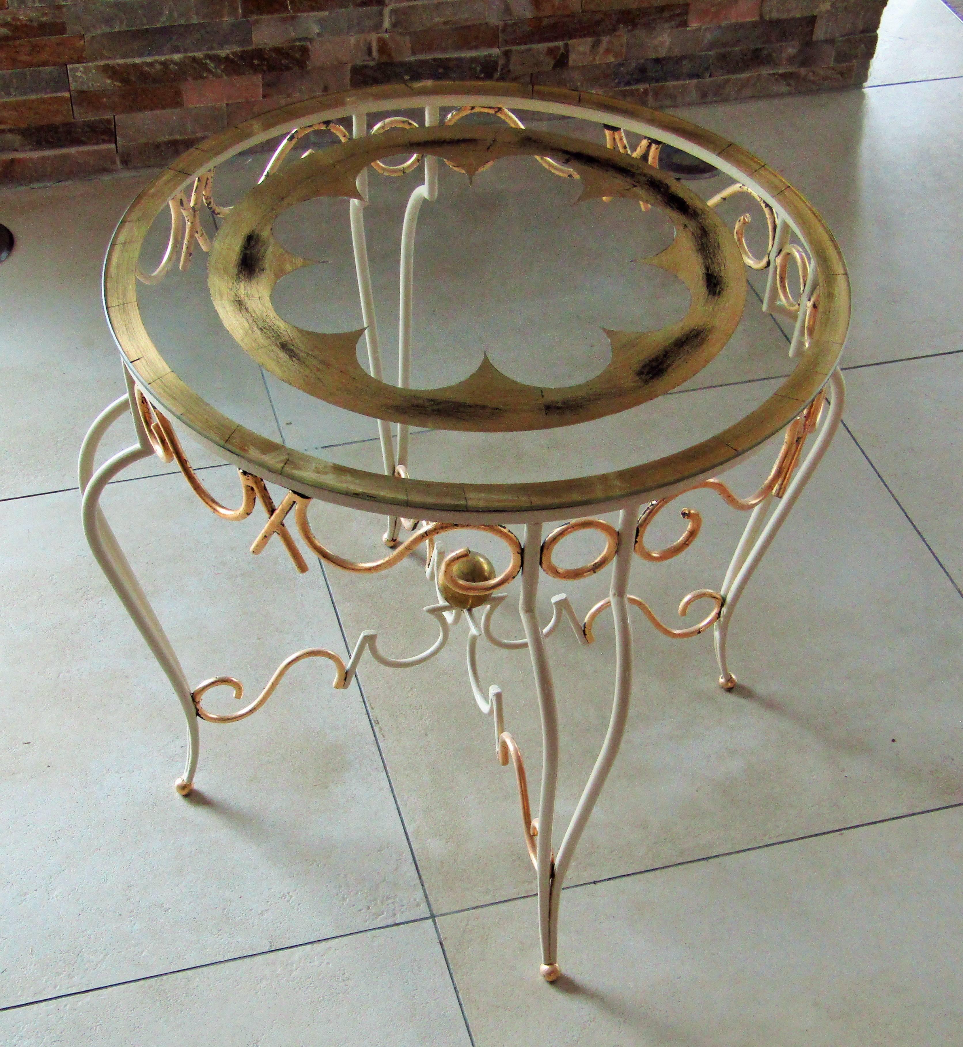 French Art Deco Wrought Iron Table by Rene Prou