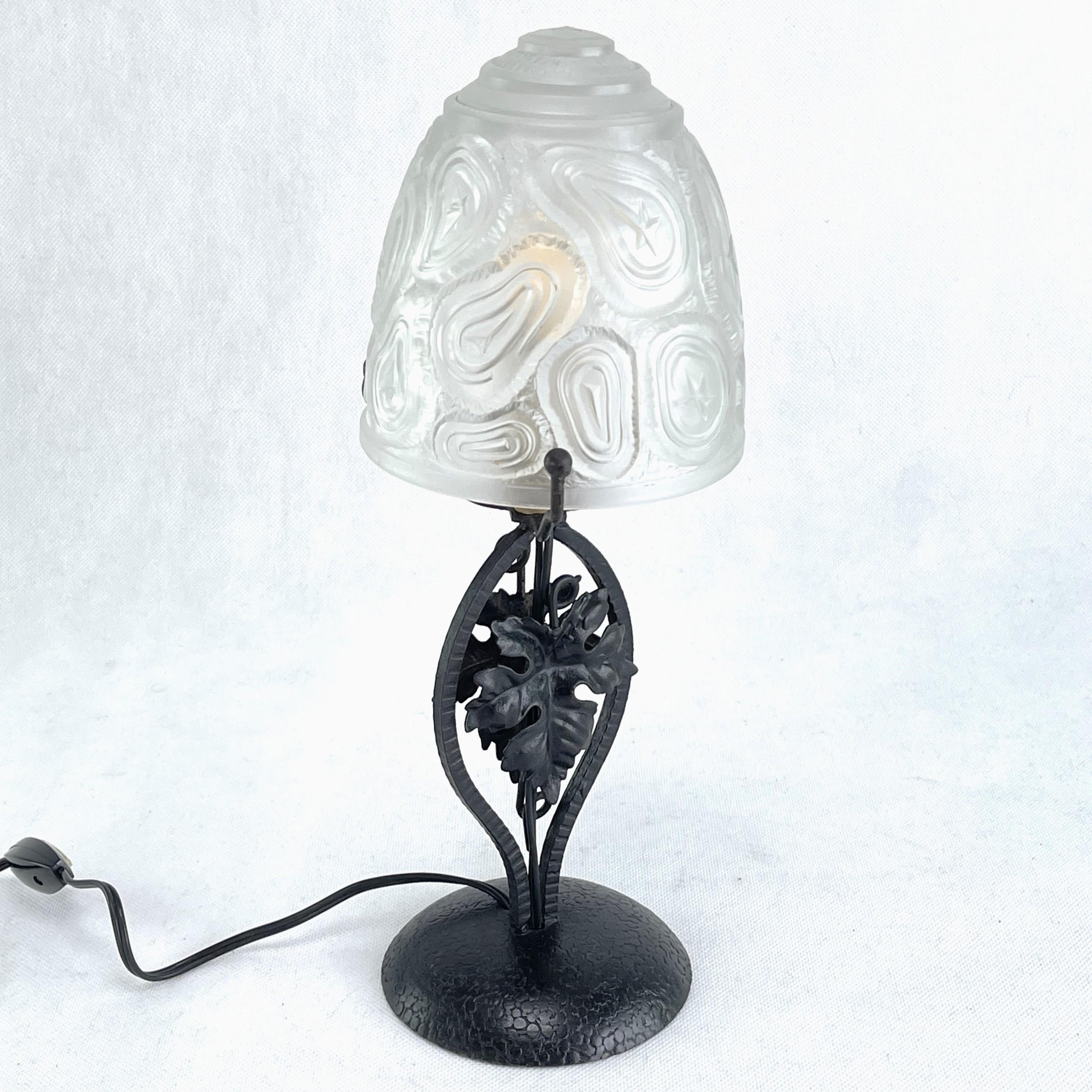 French Art Deco wrought iron Table Lamp, 1940s For Sale