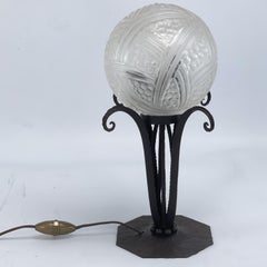 Art Deco wrought iron table lamp by Hettier & Vincent,  1930s