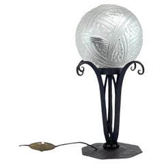 Art Deco wrought iron table lamp by Hettier & Vincent, 1930s