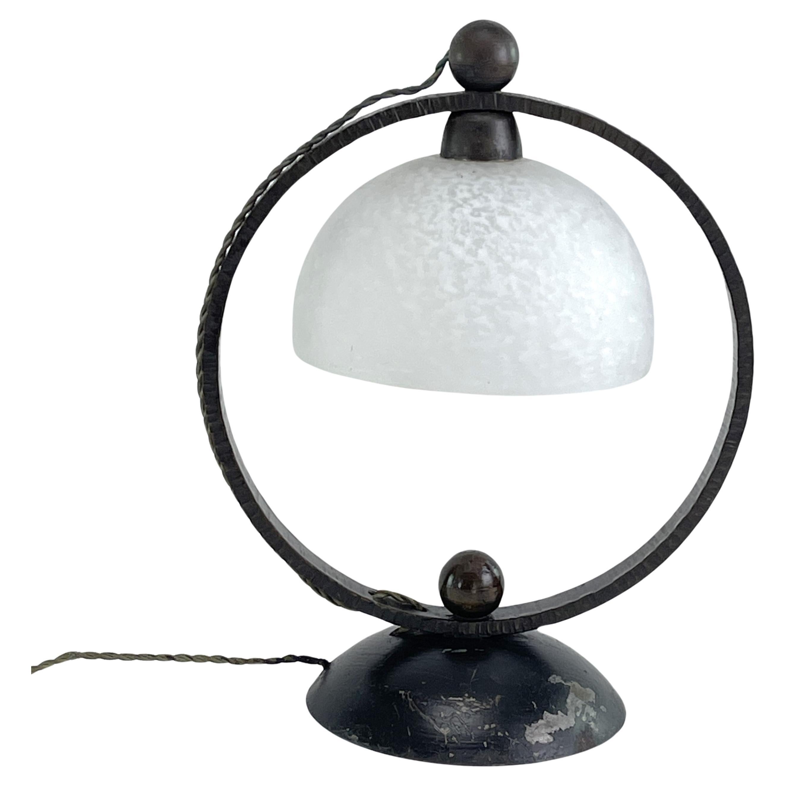 Art Deco wrought iron table lamp by Schneider,  1930s For Sale