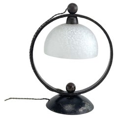 Lampe de table Art Déco en fer forgé par Schneider,  1930s