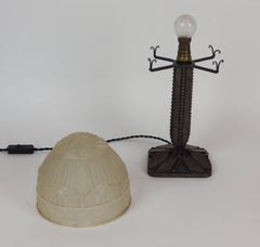 Art Deco Wrought Iron Table Lamp Decorated with Butterflies