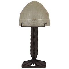 Art Deco Wrought Iron Table Lamp Decorated with Butterflies