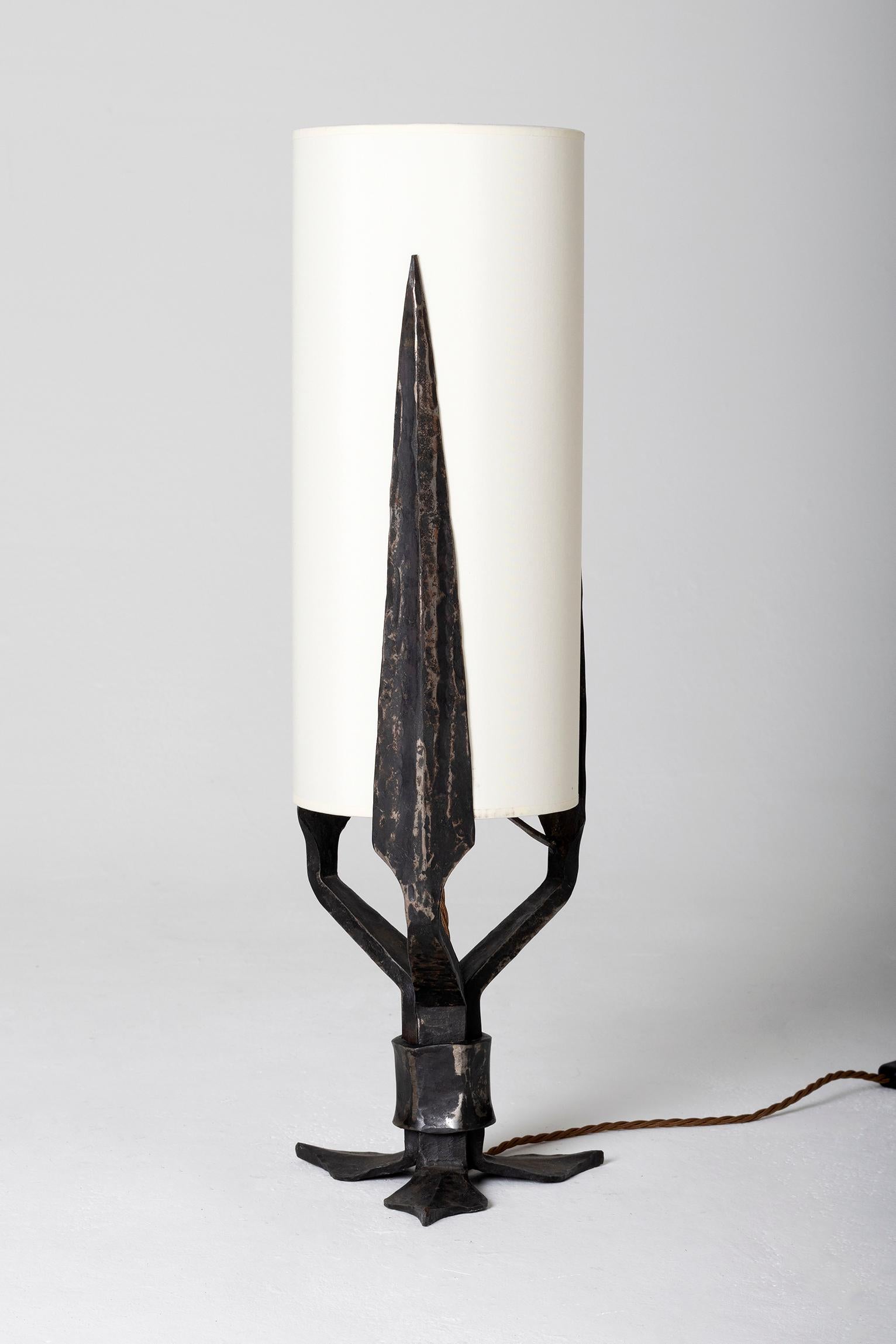 20th Century Art Deco Wrought Iron Table Lamp