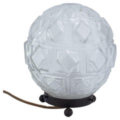 Art Deco wrought iron table lamp, geometric ball lamp,  1930s