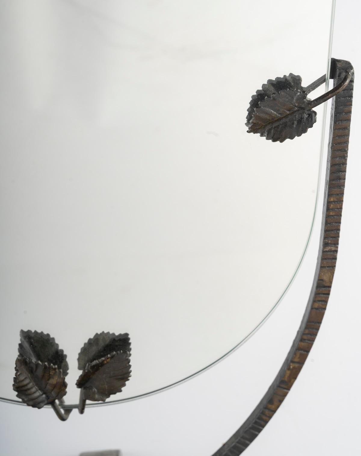 20th Century Art Deco Wrought Iron Table Mirror, Circa 1930. For Sale