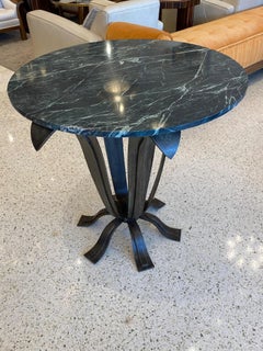 Art Deco Wrought Iron Table with Marble Top