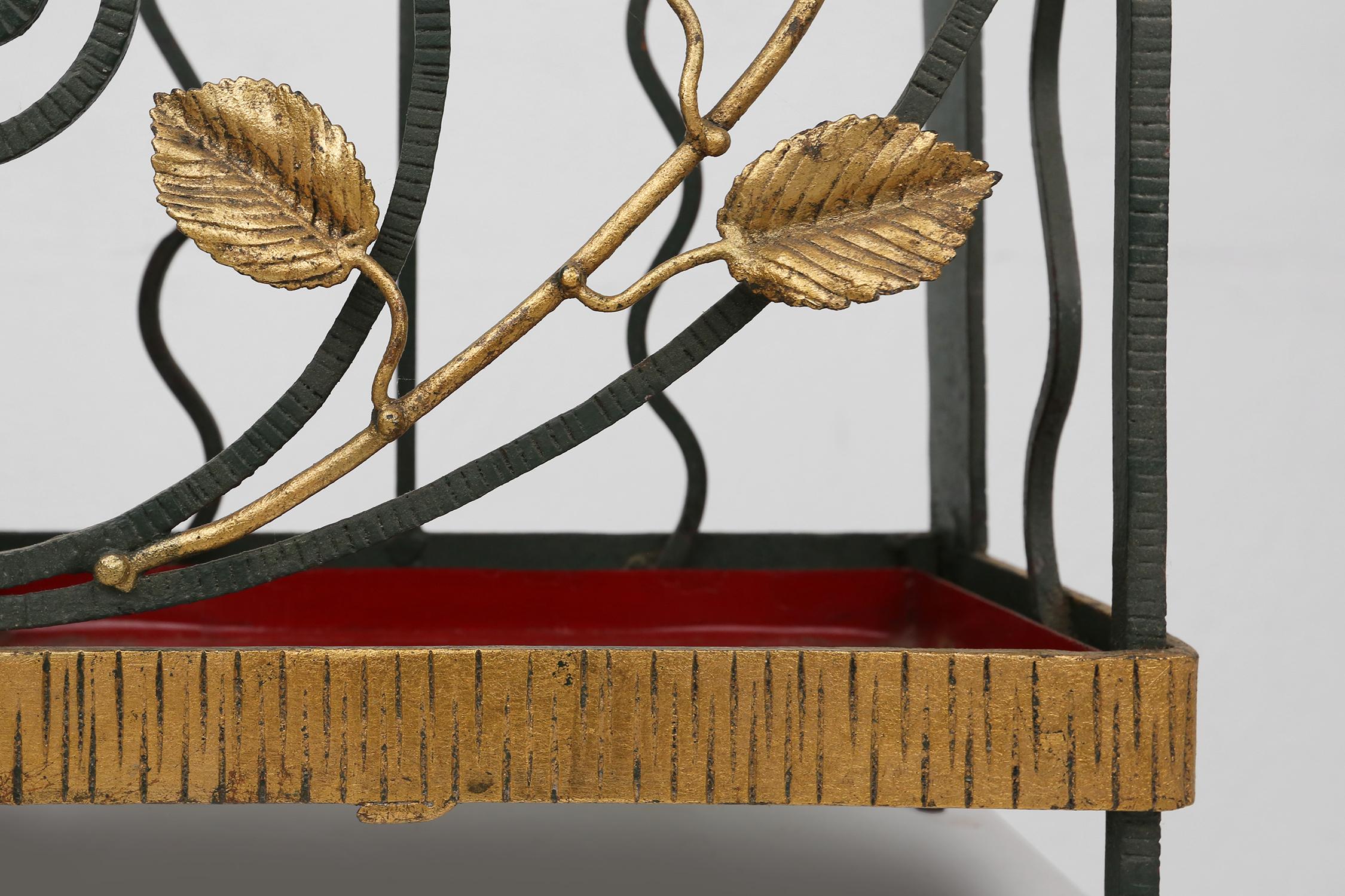 Mid-20th Century Art deco wrought iron umbrella stand with floral decoration, France ca. 1930 For Sale