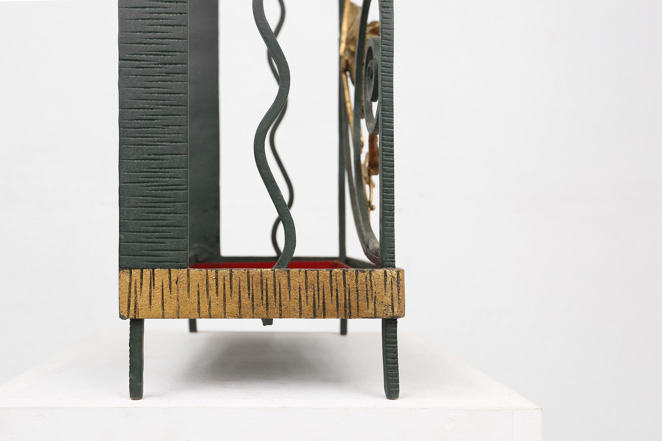 Art deco wrought iron umbrella stand with floral decoration, France ca. 1930 For Sale 1