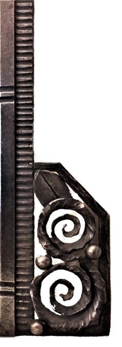 Miroir mural Art Déco en fer forgé, signé A. Valentin, vers les années 1920