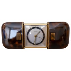 Art Deco Wuba Faux Turtle Shell Traveling Clock