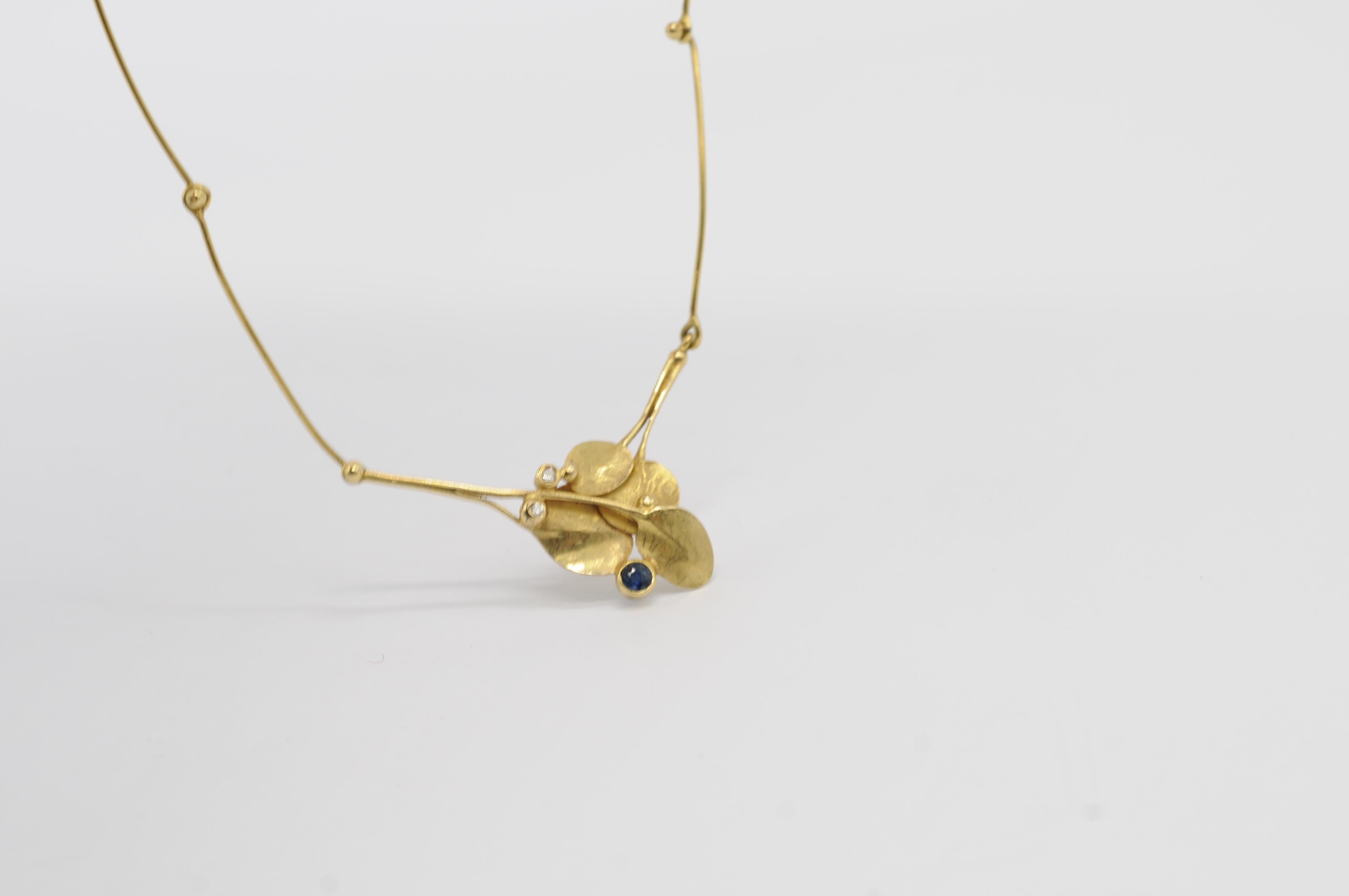 Art-déco-Halskette Wurzbacher aus 18 Karat Gelbgold mit Saphir und Diamant im Angebot 6