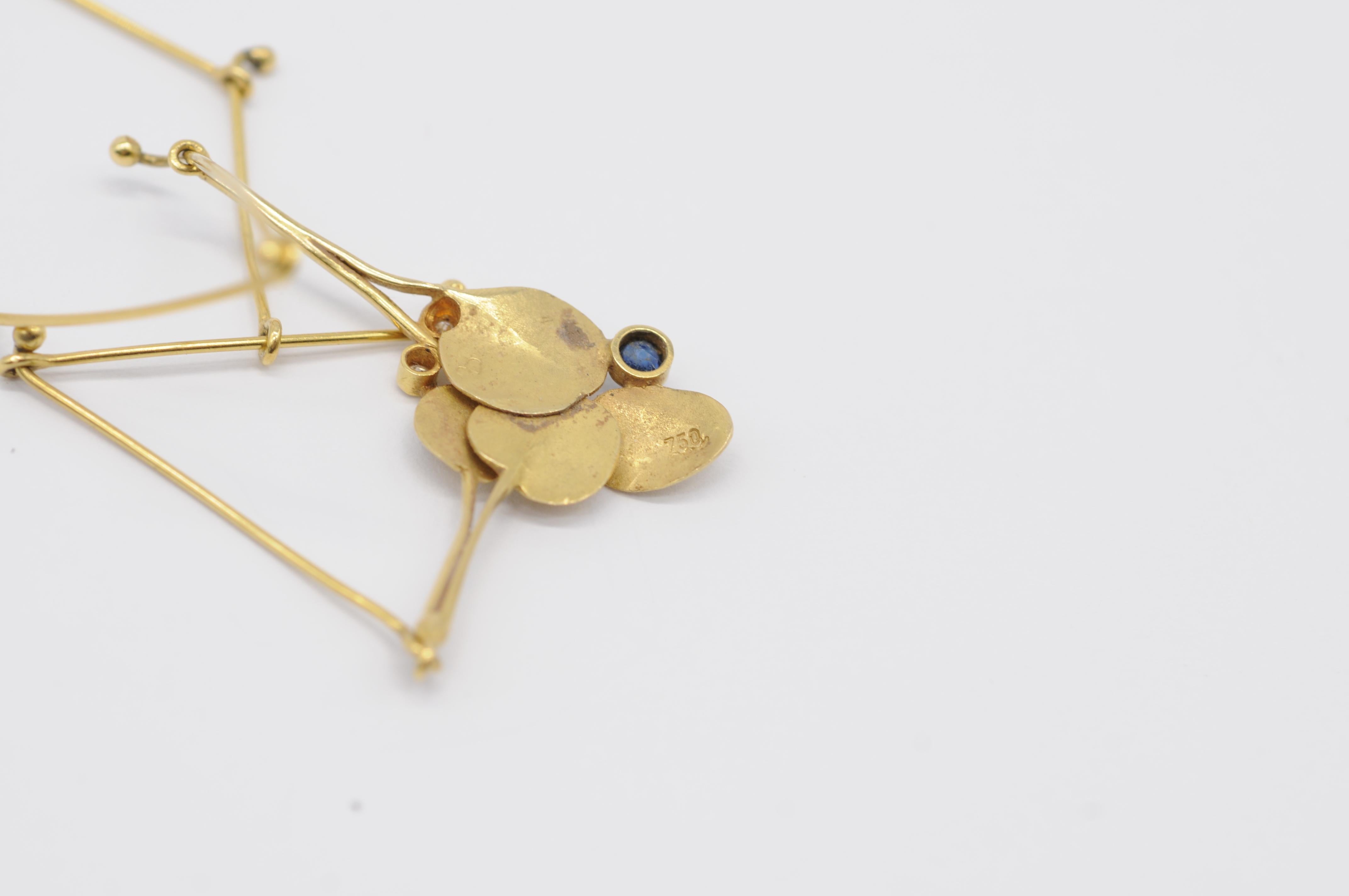 Art-déco-Halskette Wurzbacher aus 18 Karat Gelbgold mit Saphir und Diamant im Angebot 7