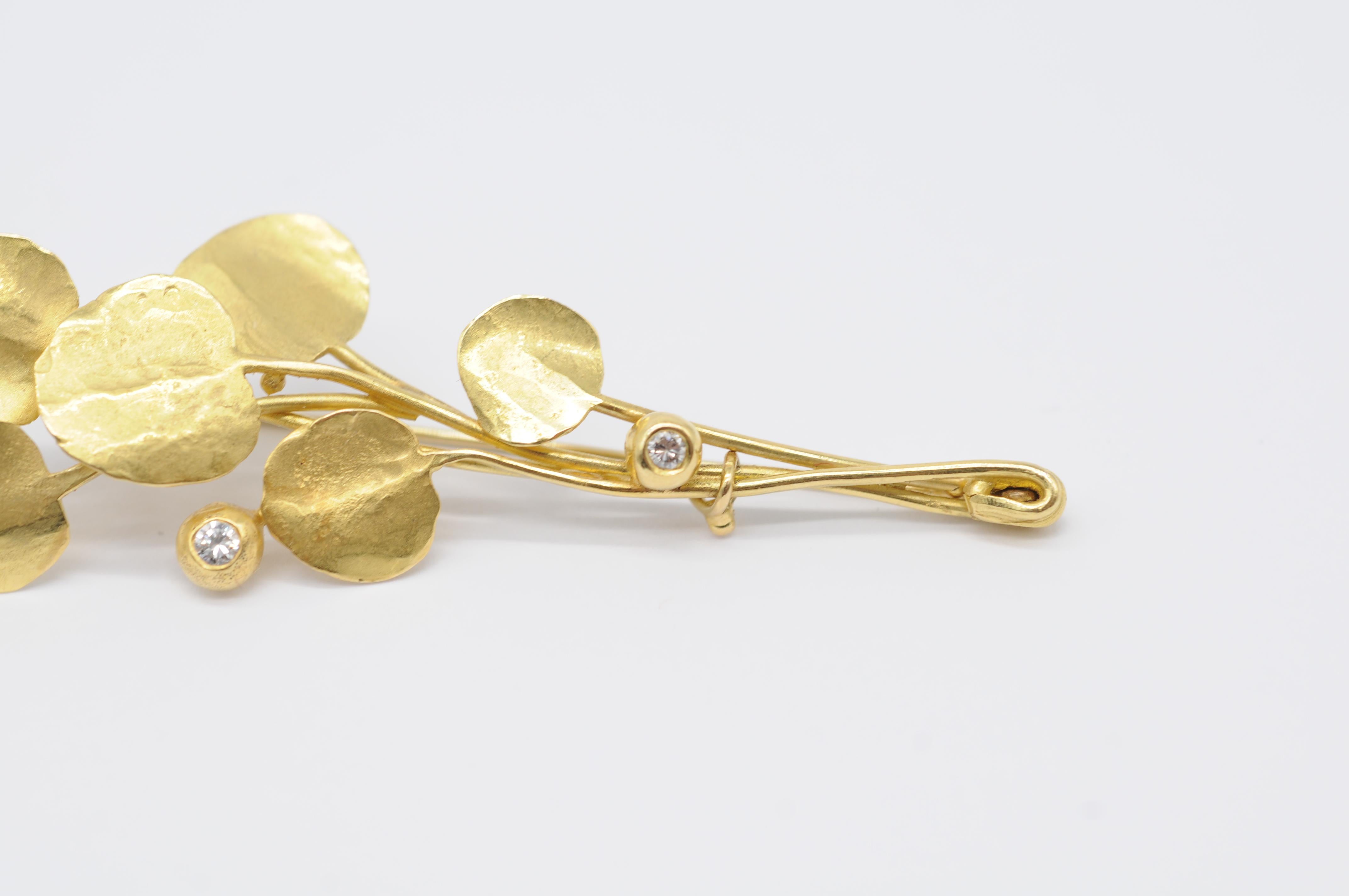 Wurzbacher broche Art déco en or jaune 18 carats avec diamants Bon état - En vente à Berlin, BE
