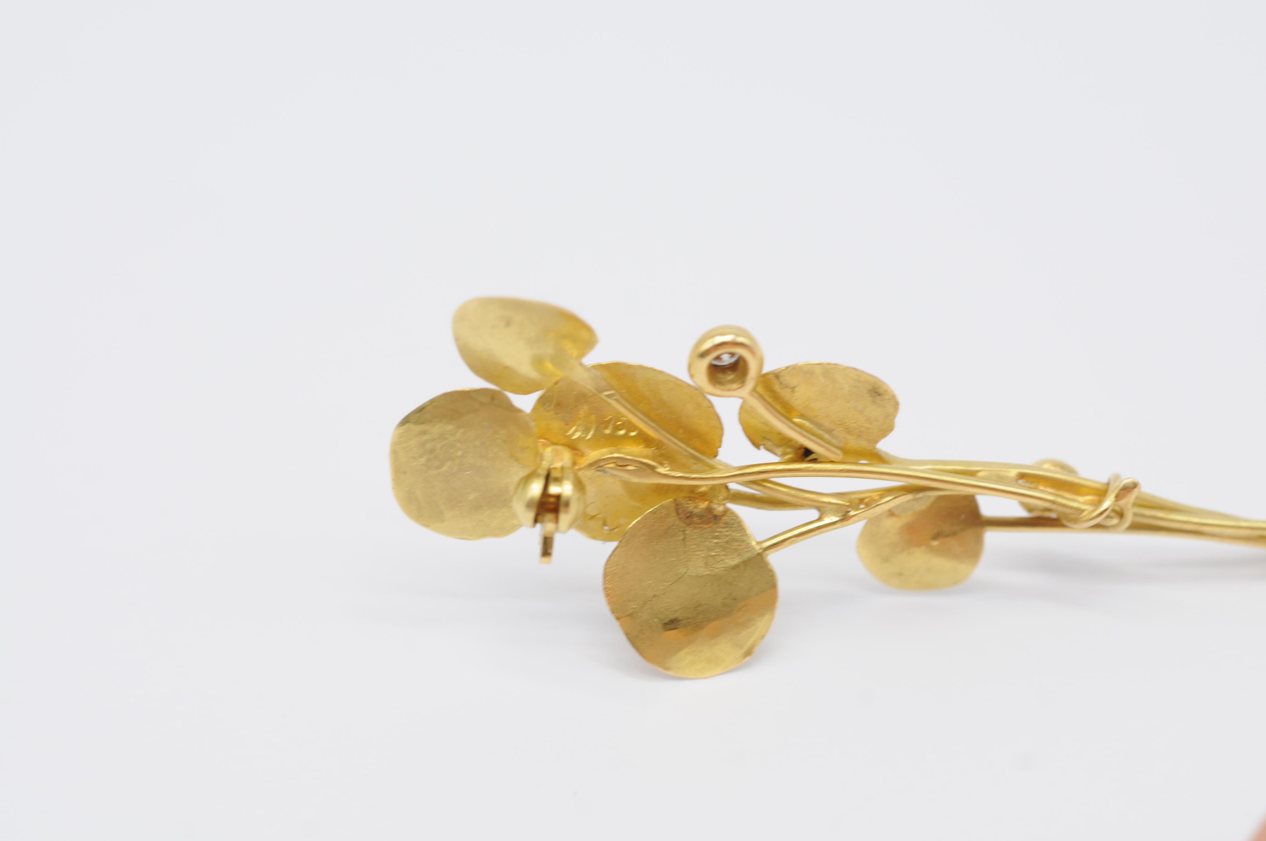 Wurzbacher broche Art déco en or jaune 18 carats avec diamants en vente 3