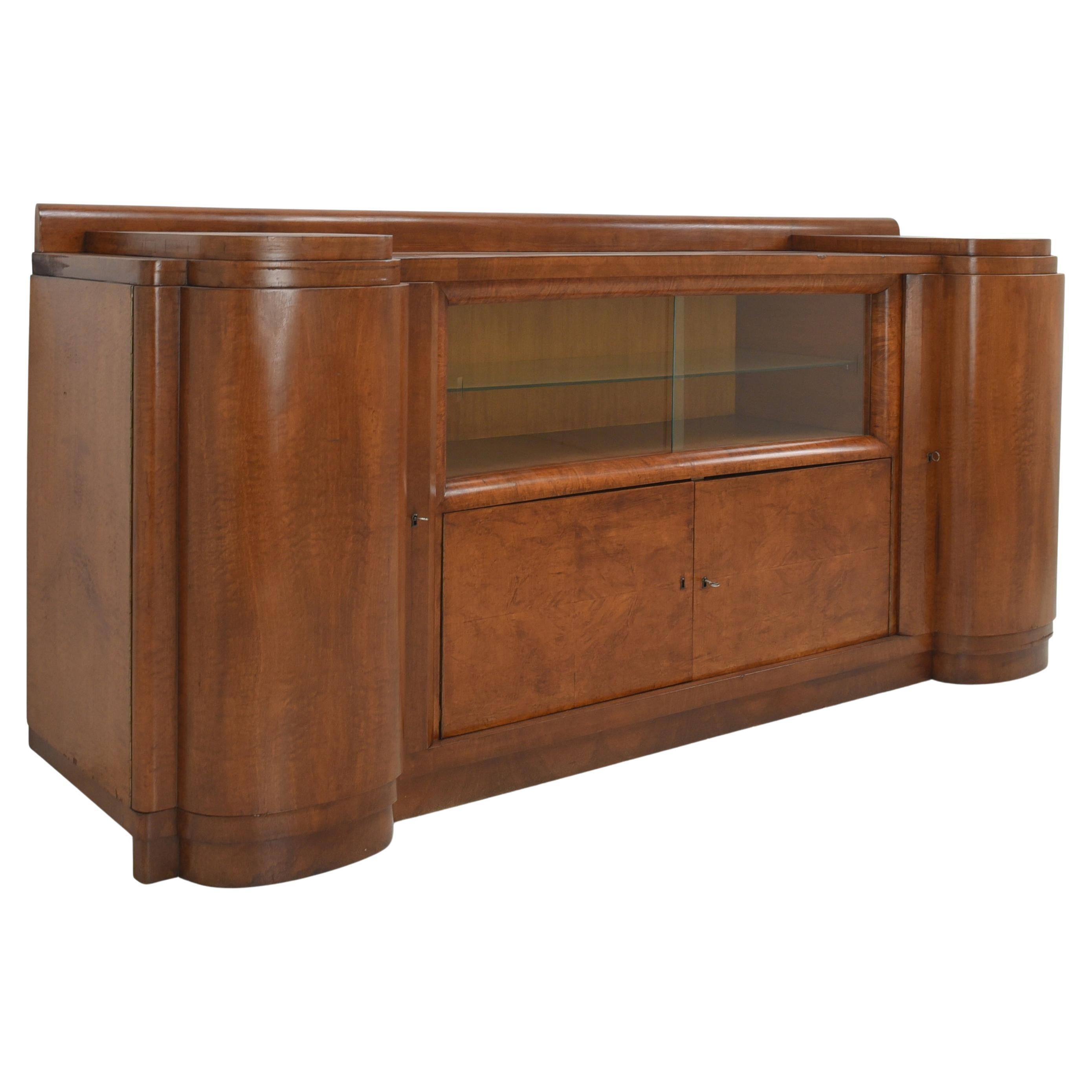 Großes Sideboard aus Nussbaumholz im Art déco-Stil XXL, 1930