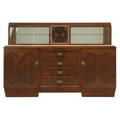 Art Deco XXL Sideboard / Buffet with Display Cabinet in Walnut