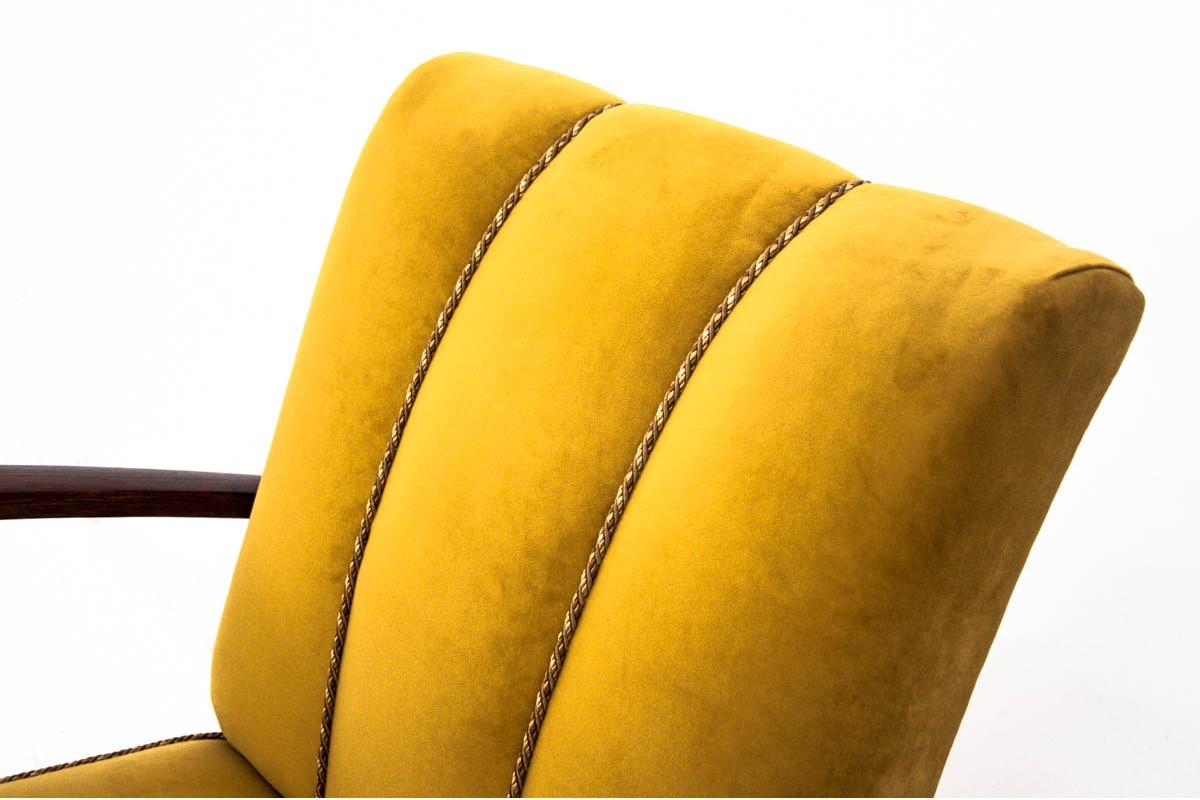 Czech Art Deco Yellow Armchair by J. Halabala