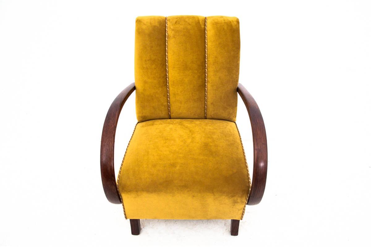 Mid-20th Century Art Deco Yellow Armchair by J. Halabala