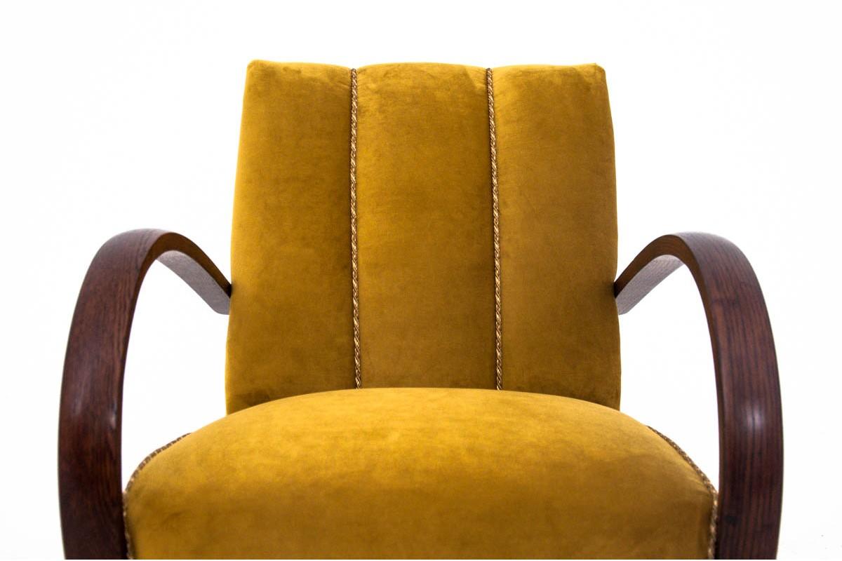 Art Deco Yellow Armchair by J. Halabala 1