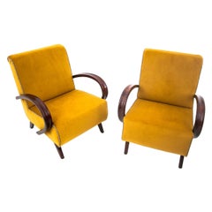 Art Deco Yellow Armchairs, J. Halabala Type, 1930s