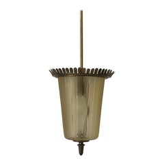 Art Deco Gelbe Glas- und Messingrahmen-Deckenlampe, 1940er Jahre, Deutschland