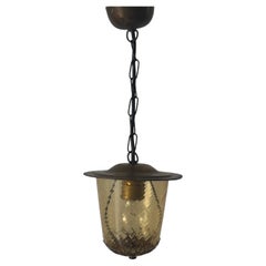 Lampada ad incasso in ottone con vetro giallo Art Deco, anni '40, Germania