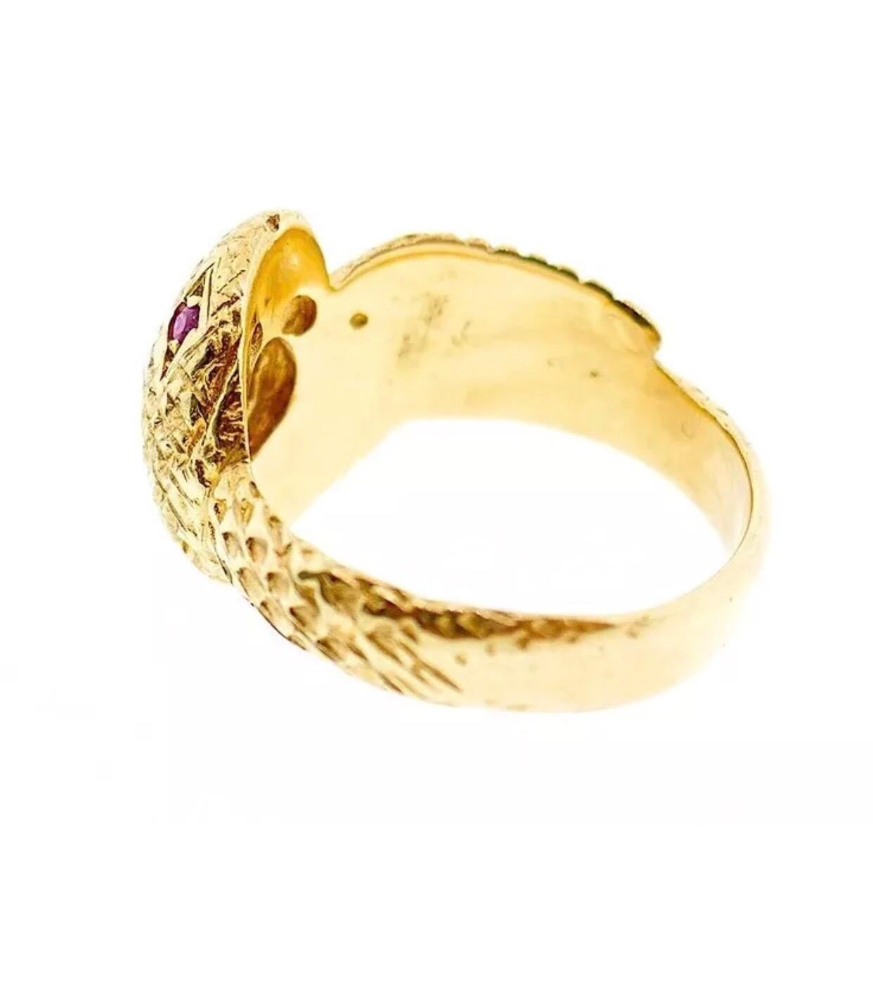 Women's or Men's Art Deco Yellow Gold Diamond Snake Ring