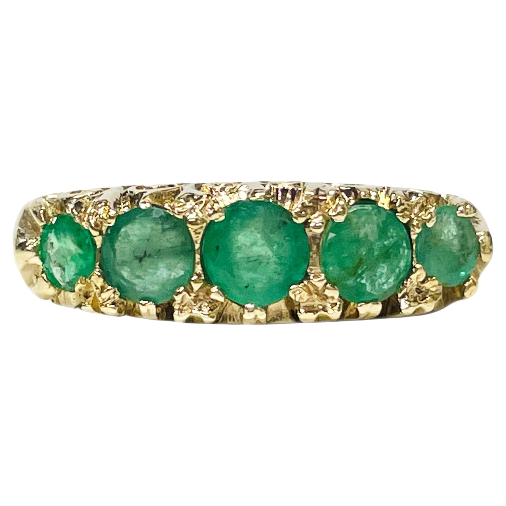 Art Deco Yellow Gold Emerald Ring For Sale