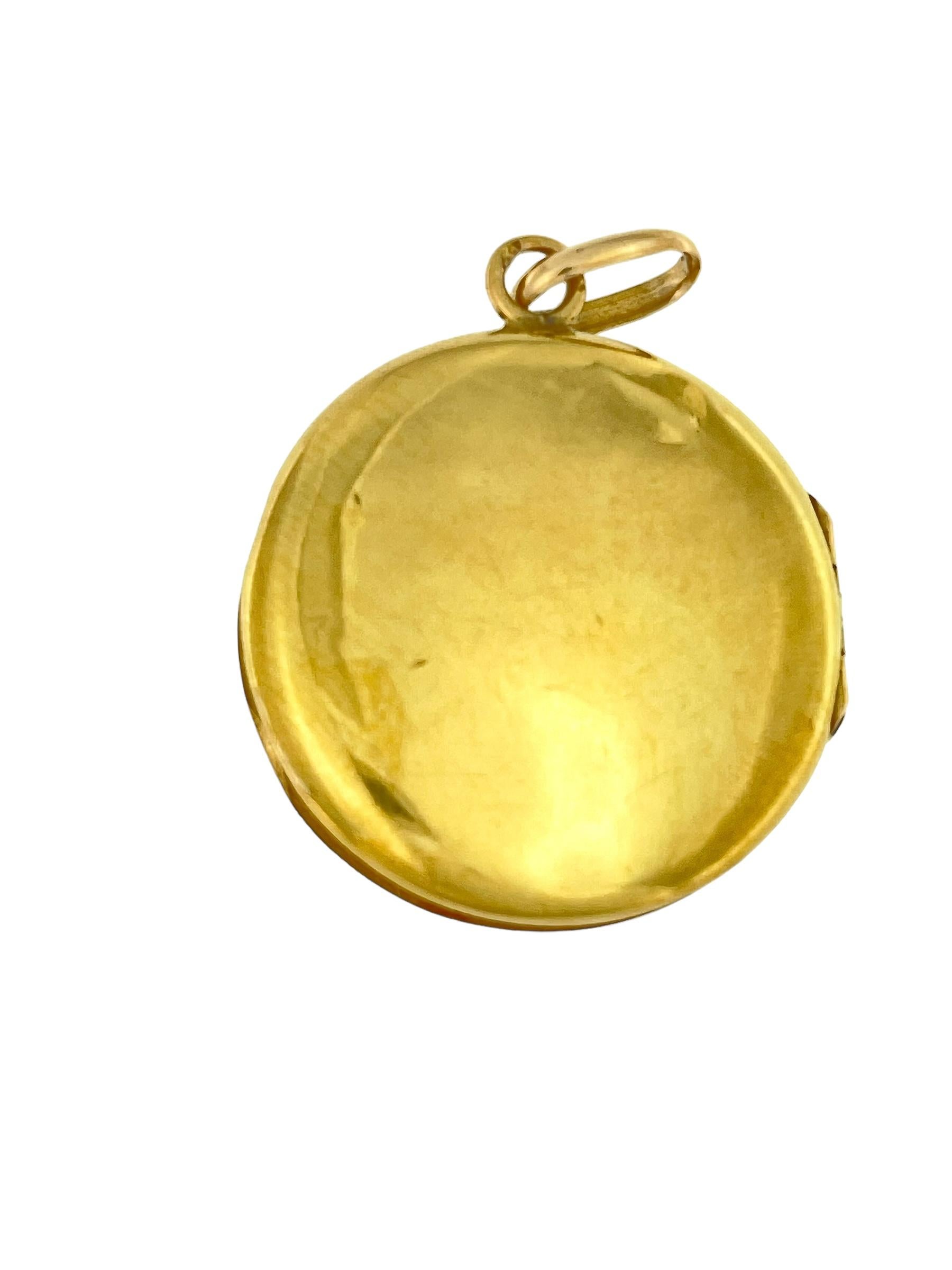 da uomo o donna Ciondolo portafoto in oro giallo Art Déco con diamante in vendita
