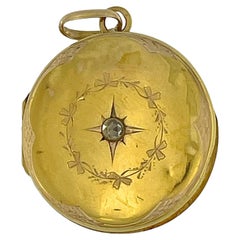 Art Deco Yellow Gold Photo Holder Pendant with Diamond