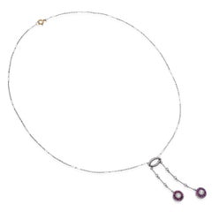 Art Deco Yellow Gold & Platinum Diamond and Ruby Drop Necklace