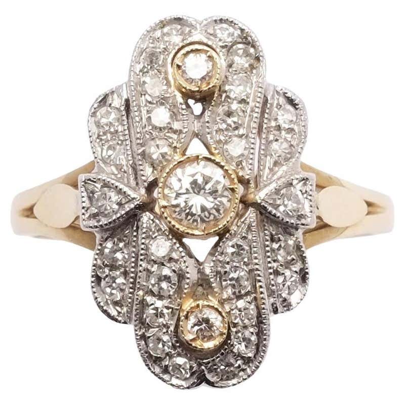 Anello di fidanzamento Art Déco in argento sterling 925 con Anello di fidanzamento Art Déco in argento sterling 925 con