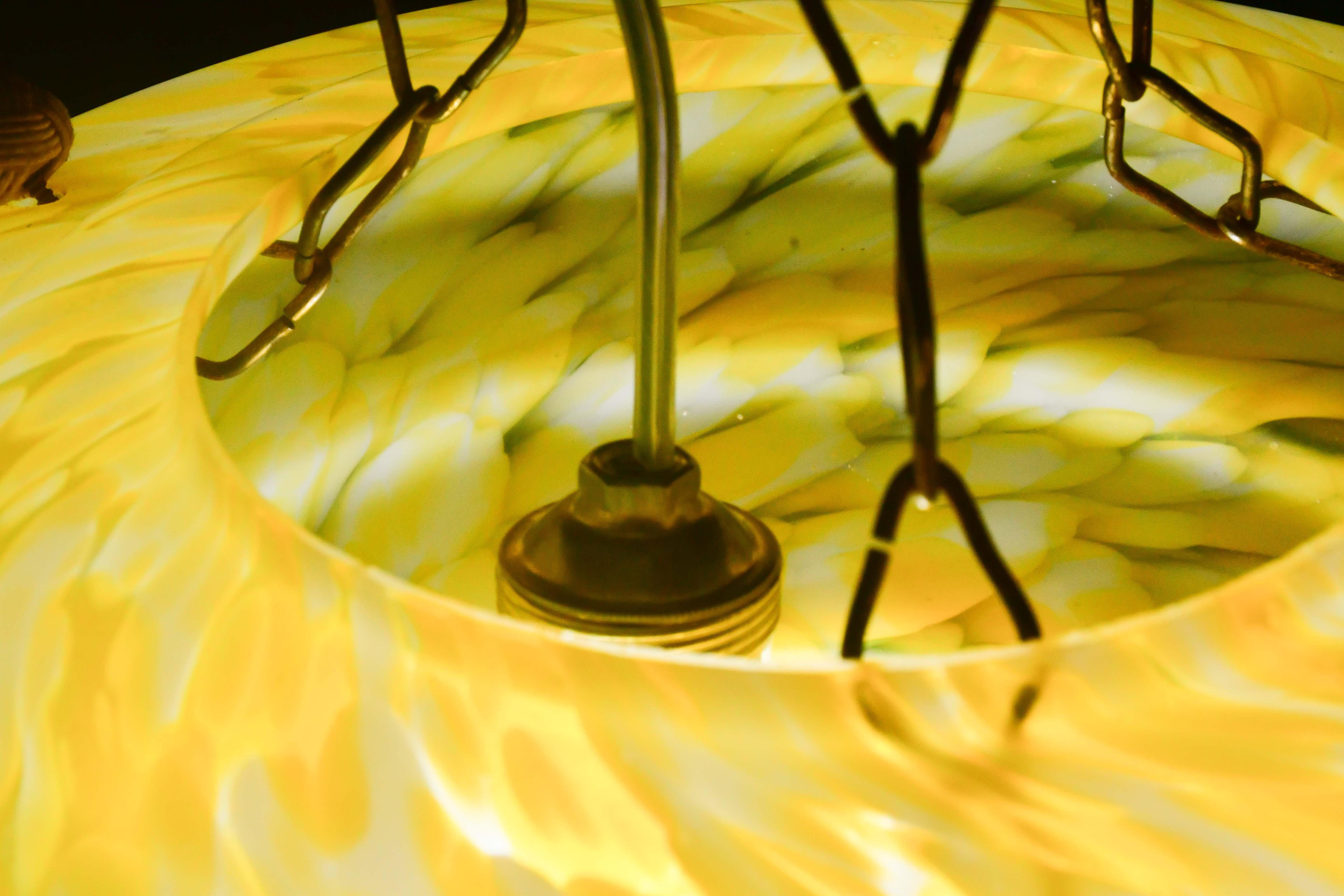 Pendentif Art déco en verre de Murano jaune, 1950 en vente 7