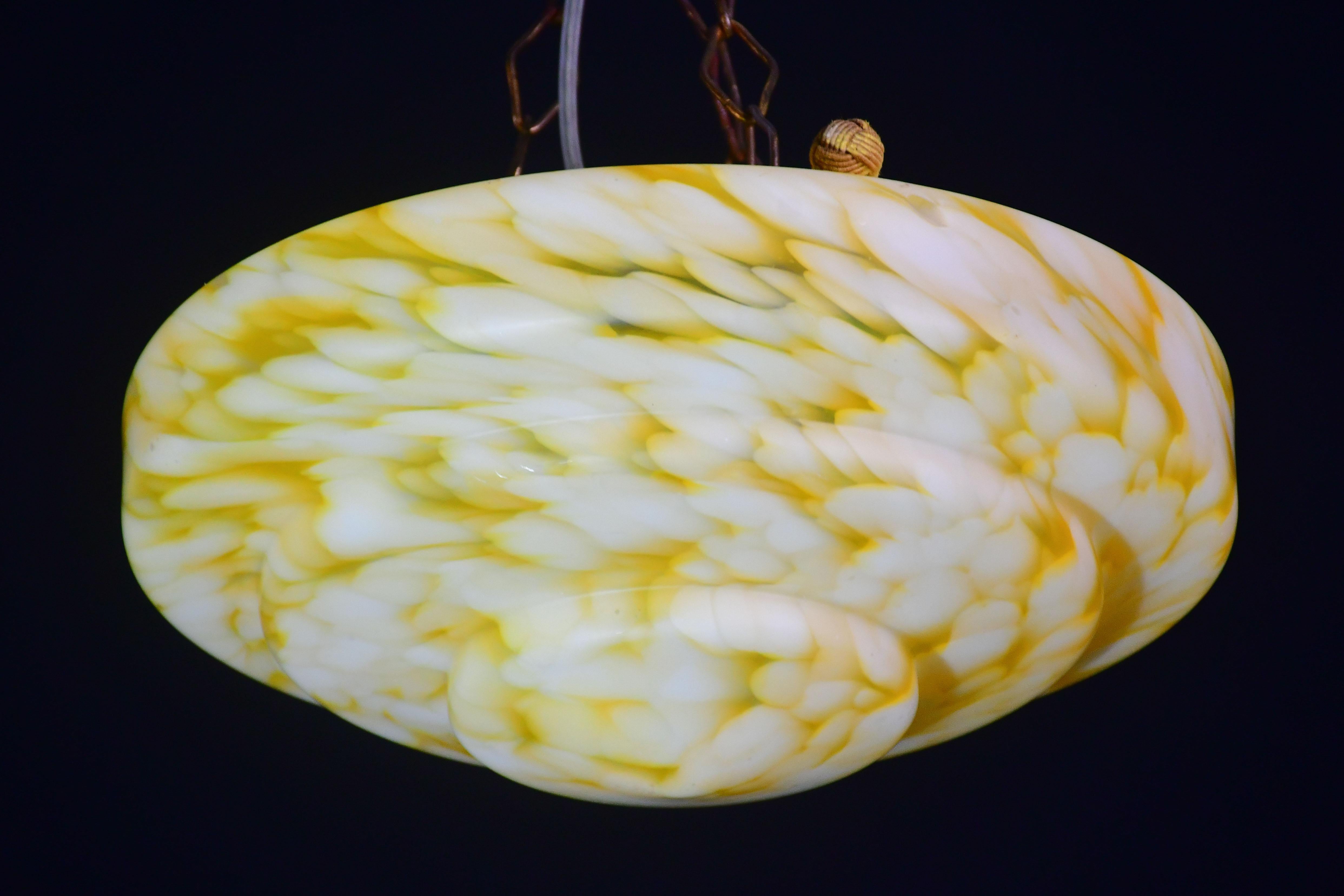 Pendentif Art déco en verre de Murano jaune, 1950 en vente 9