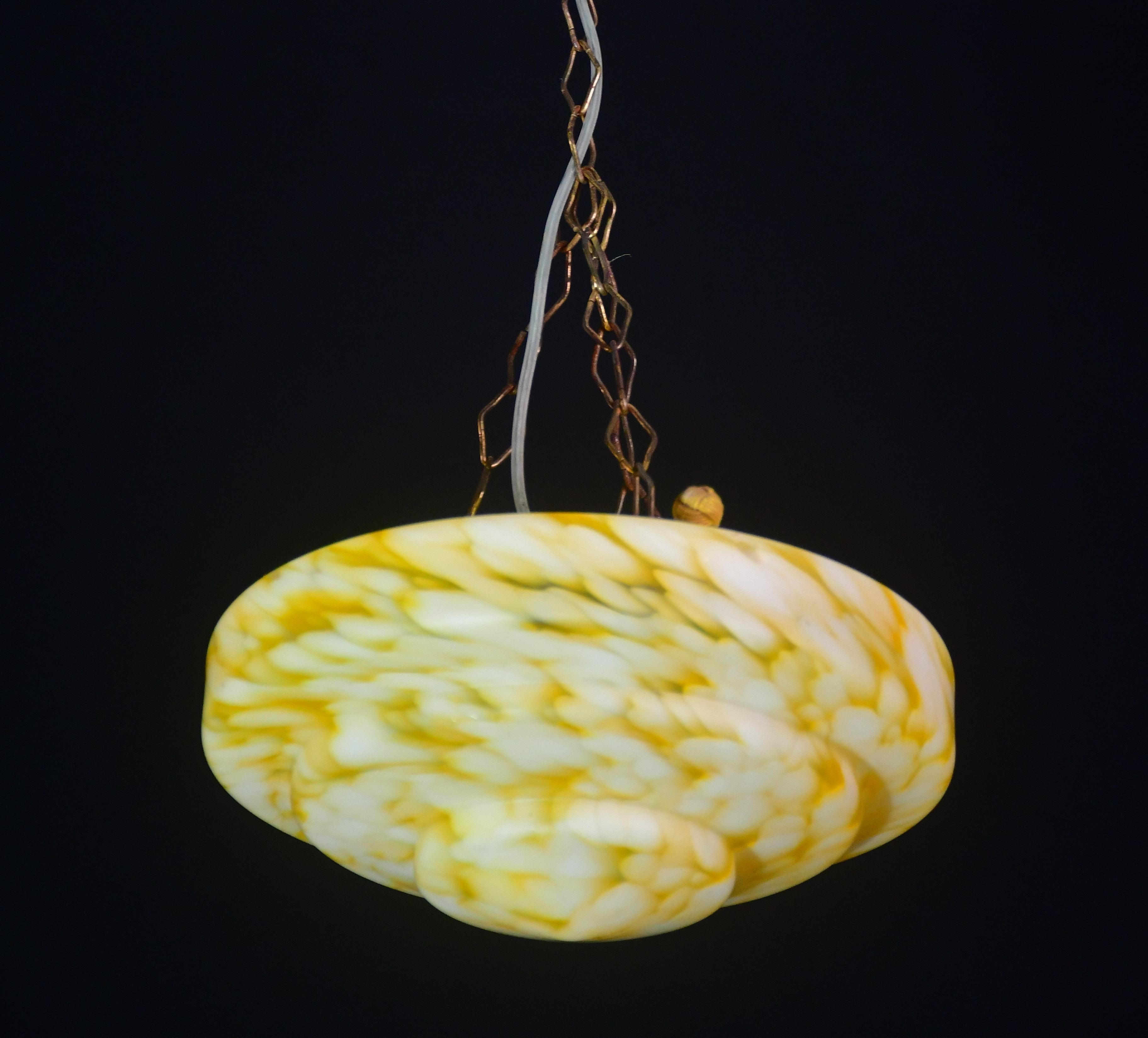 Pendentif Art déco en verre de Murano jaune, 1950 en vente 11