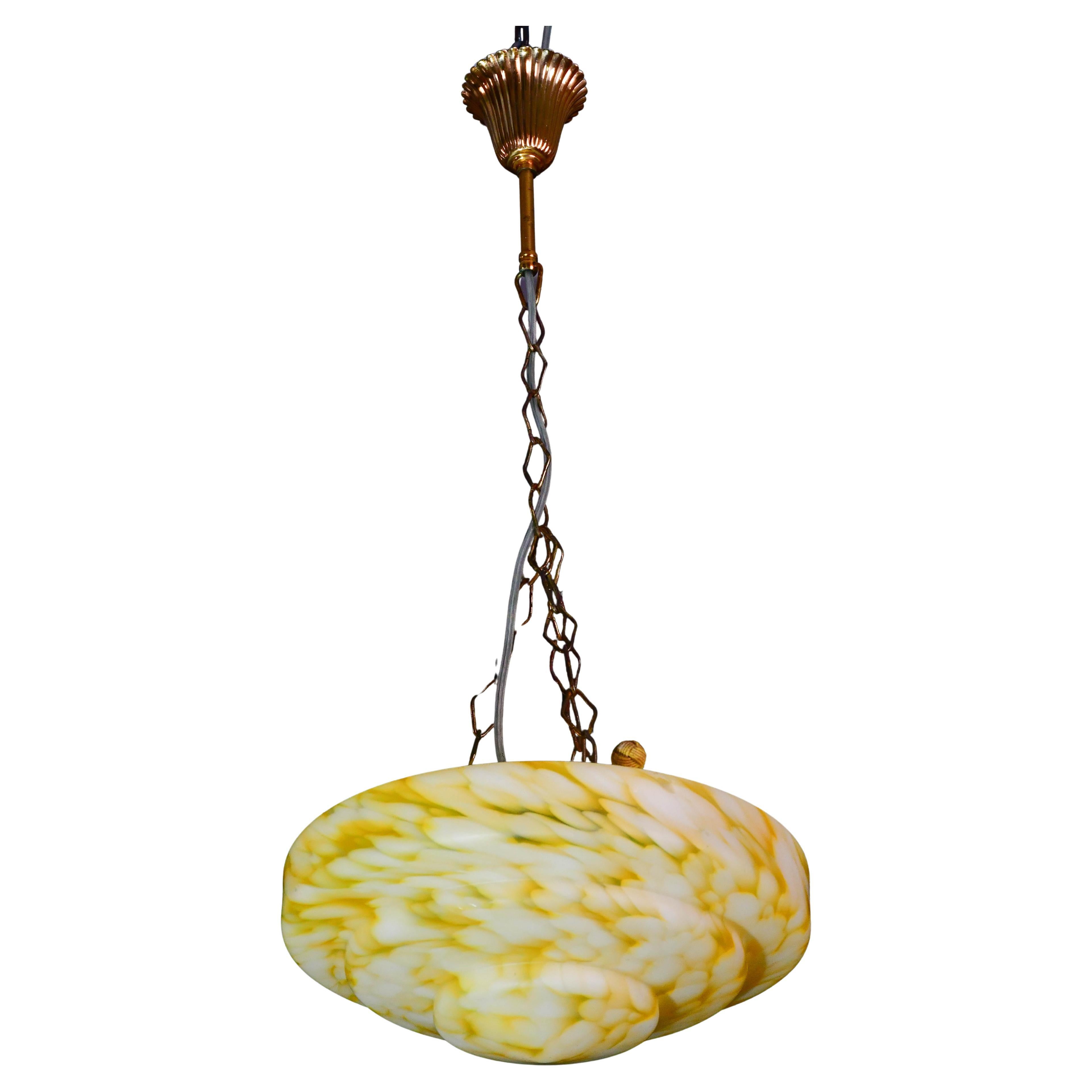 Art Decò Yellow Murano Glass Pendant, 1950