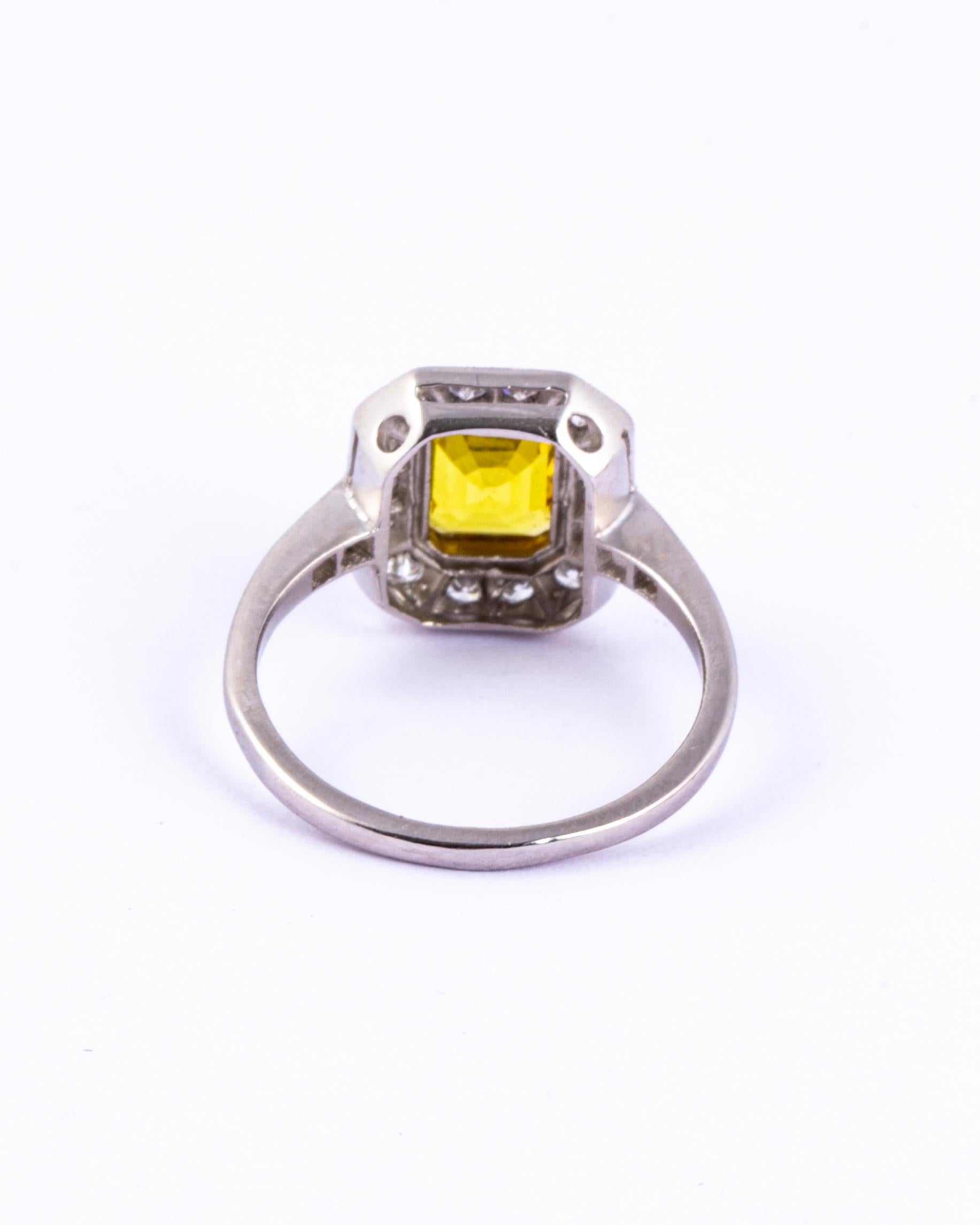art deco yellow sapphire ring