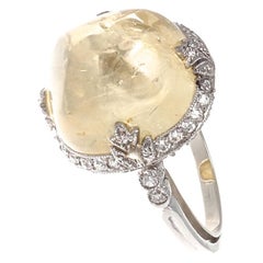 Art Deco Yellow Sapphire Diamond Platinum Ring Antique Art Deco Yellow Sapphire Diamond Platinum Ring