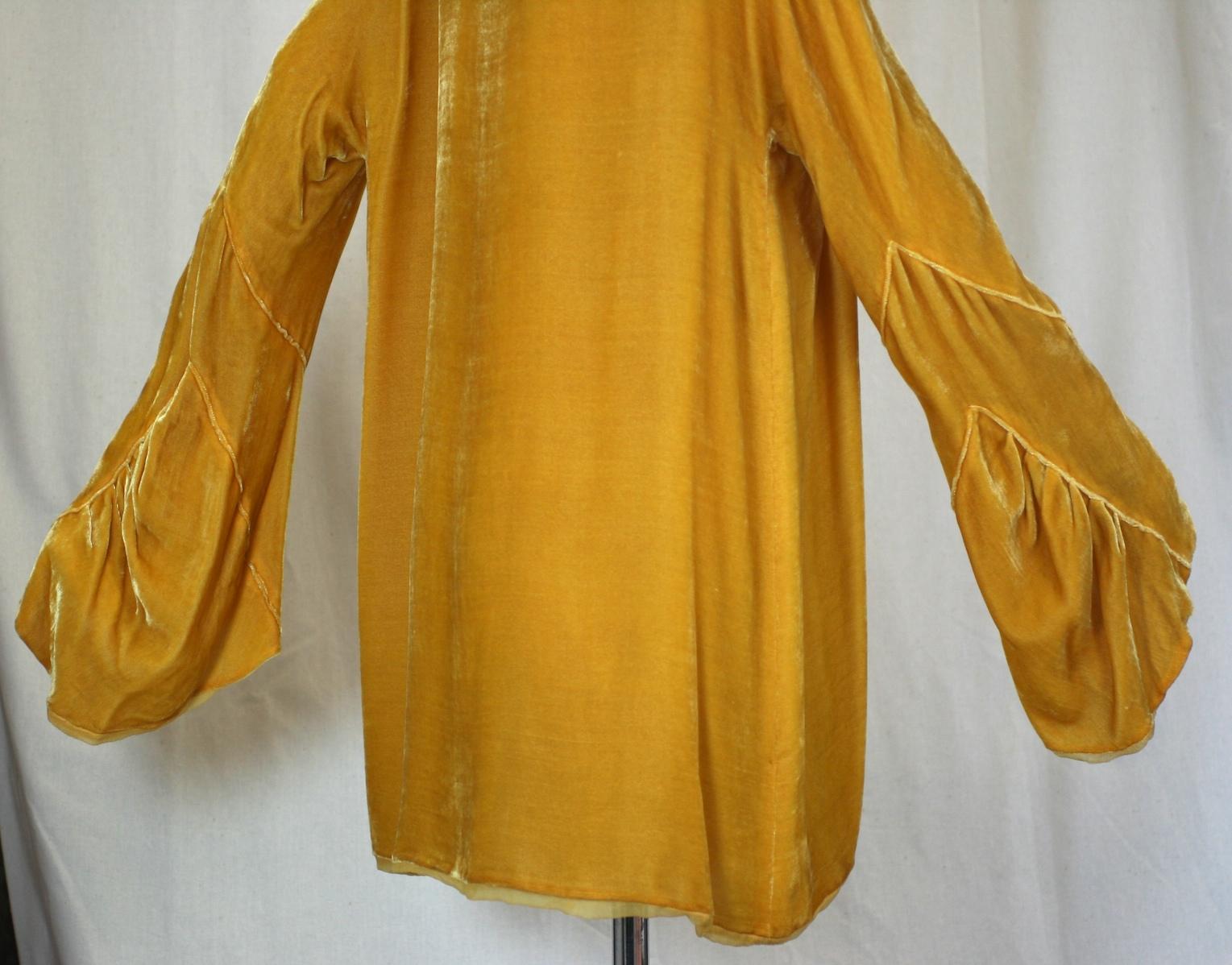 Art Deco Yellow Silk Velvet Dressing Jacket 1