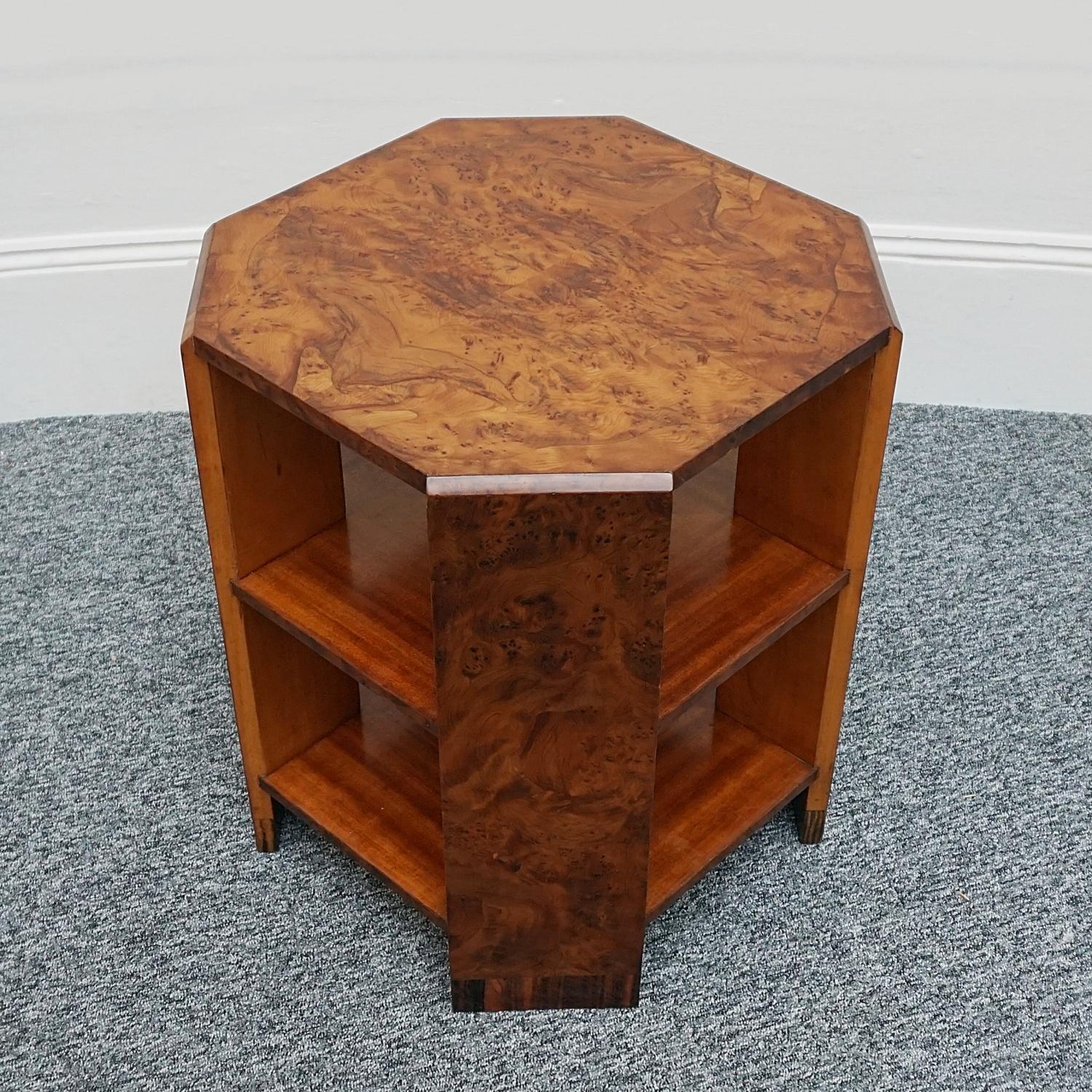 European Art Deco Yew Wood Side Table by Waring & Gillow Ltd, circa 1935