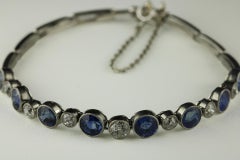 Art Deco Yogo Sapphire and Diamond Flexible Link Bracelet