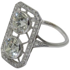 Art Deco "You and Me" Diamond Platinum Ring