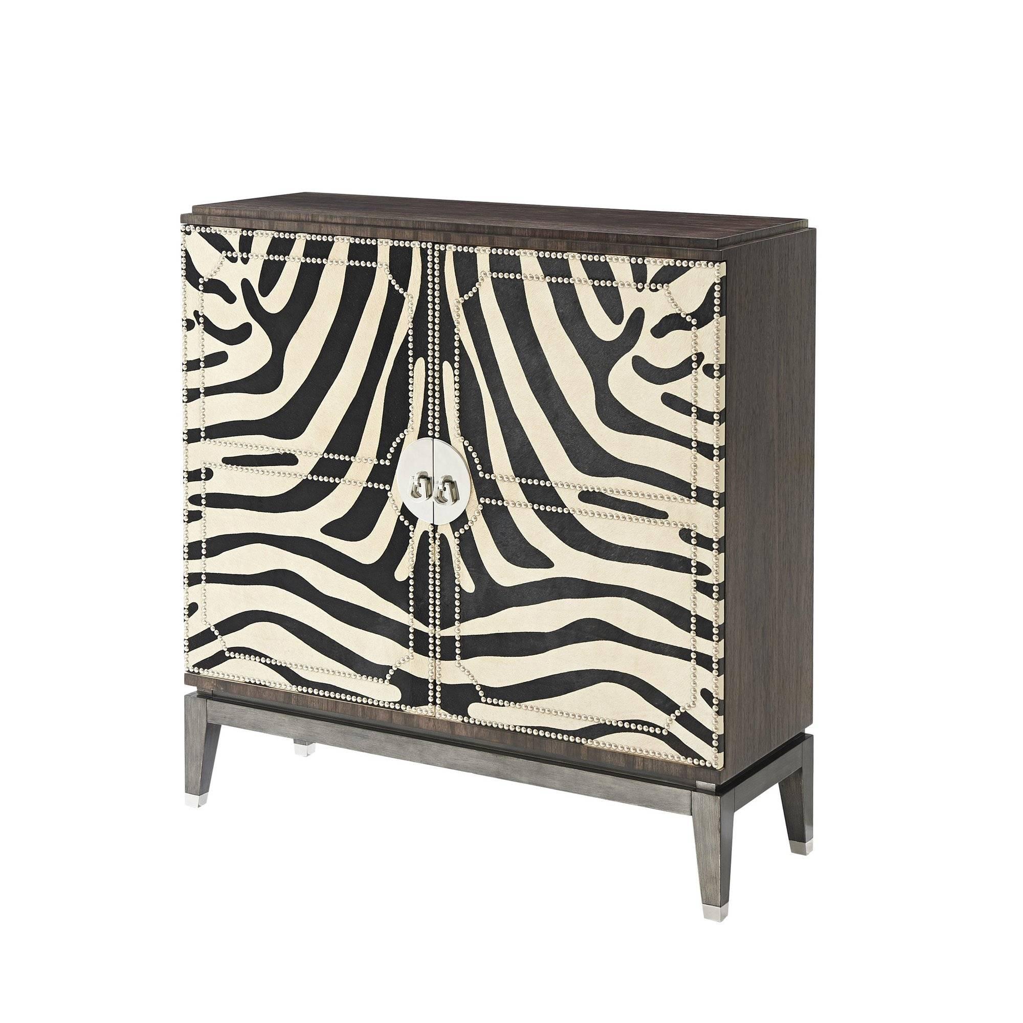 Art Deco Zebra Hide Bar Cabinet